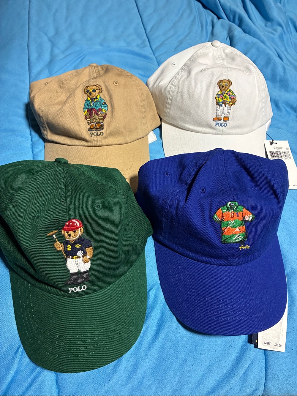 Polo Ralph Lauren Bear Hats (4) - Beige, White, Green, Blue